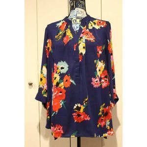Violet and Claire Women's Blouse Plus Size 1X Floral Pattern 3/4 Sleeves with Bu